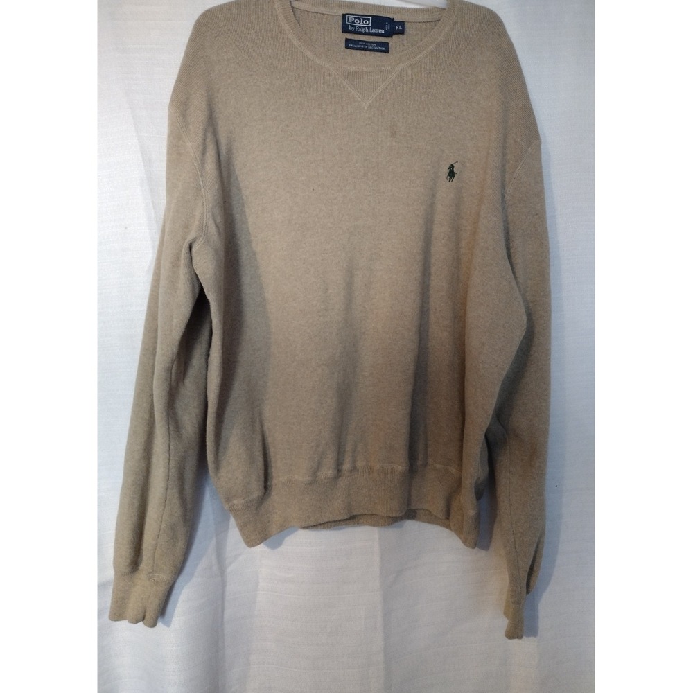 Polo Ralph Lauren Crewneck Sweater Men's  XL Brown V Stitch 100% Cotton